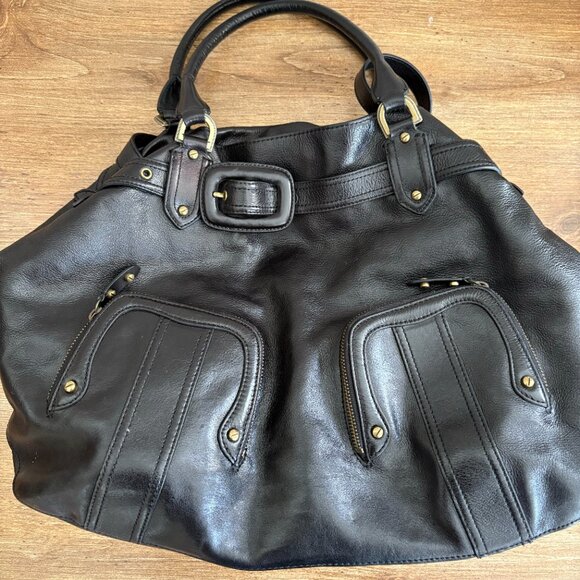 Cole Haan Large Black Leather Satchel - Picture 4 of 4